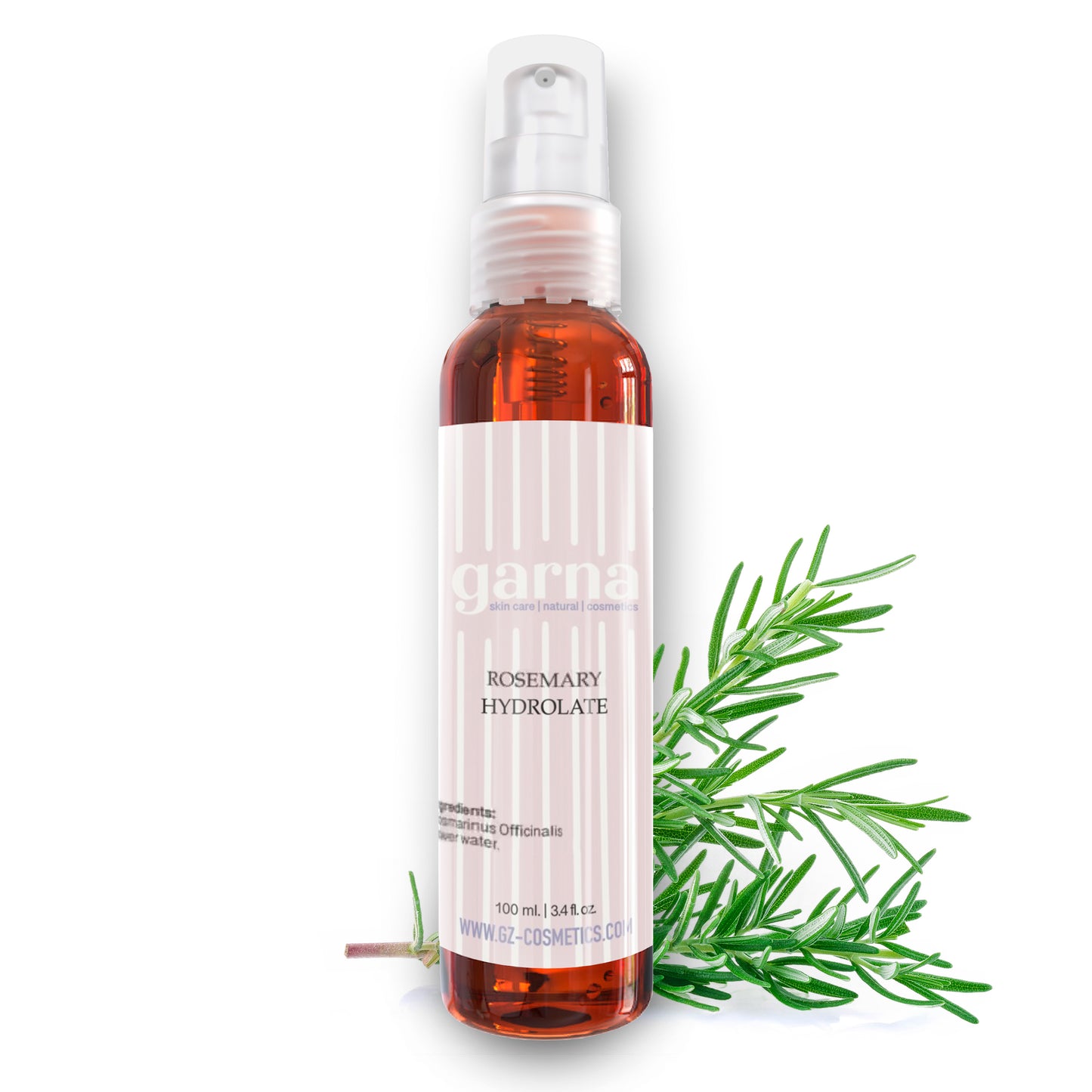 Garna Rosemary Water 3.4 fl oz 100% Pure Skin Toner, Hair Hydrating Mist