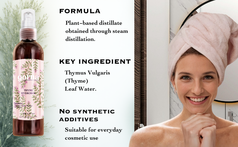 Thyme Hydrosol Mist by Garna – Botanical face & hair mist for daily use 250 ml