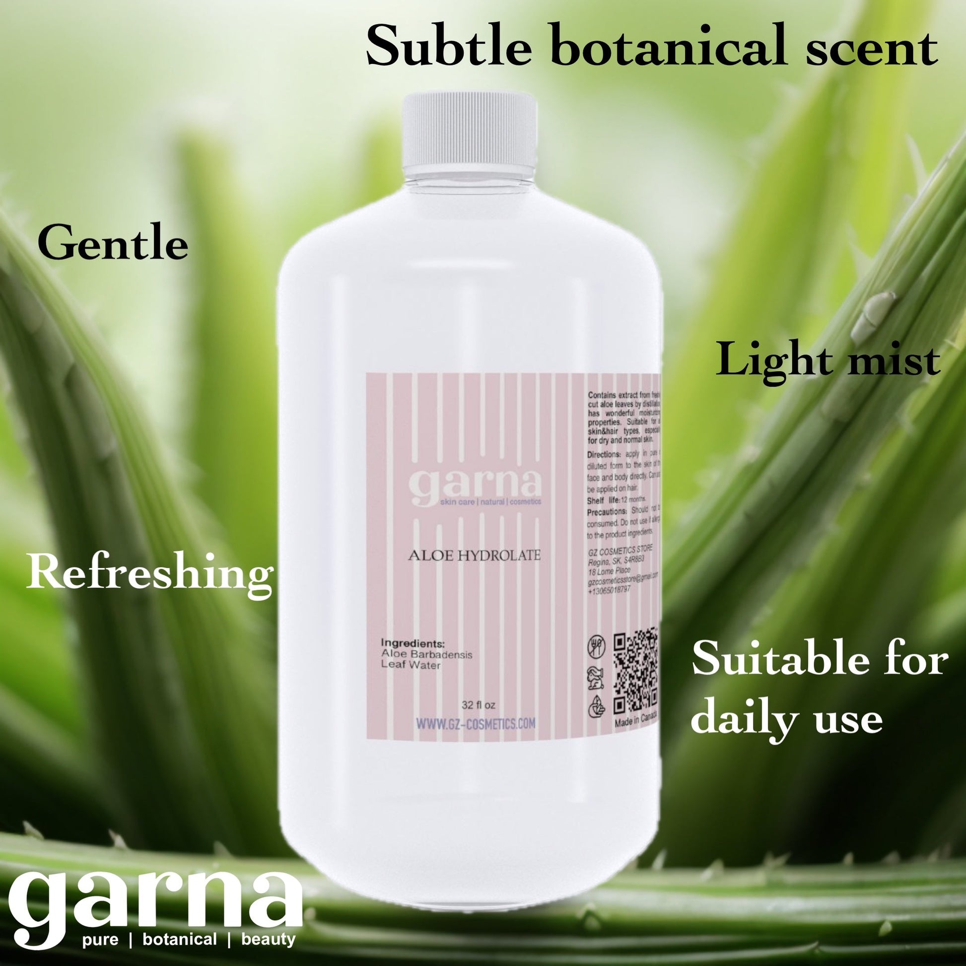  by Garna, 32 oz bottle, botanical hydrosol water