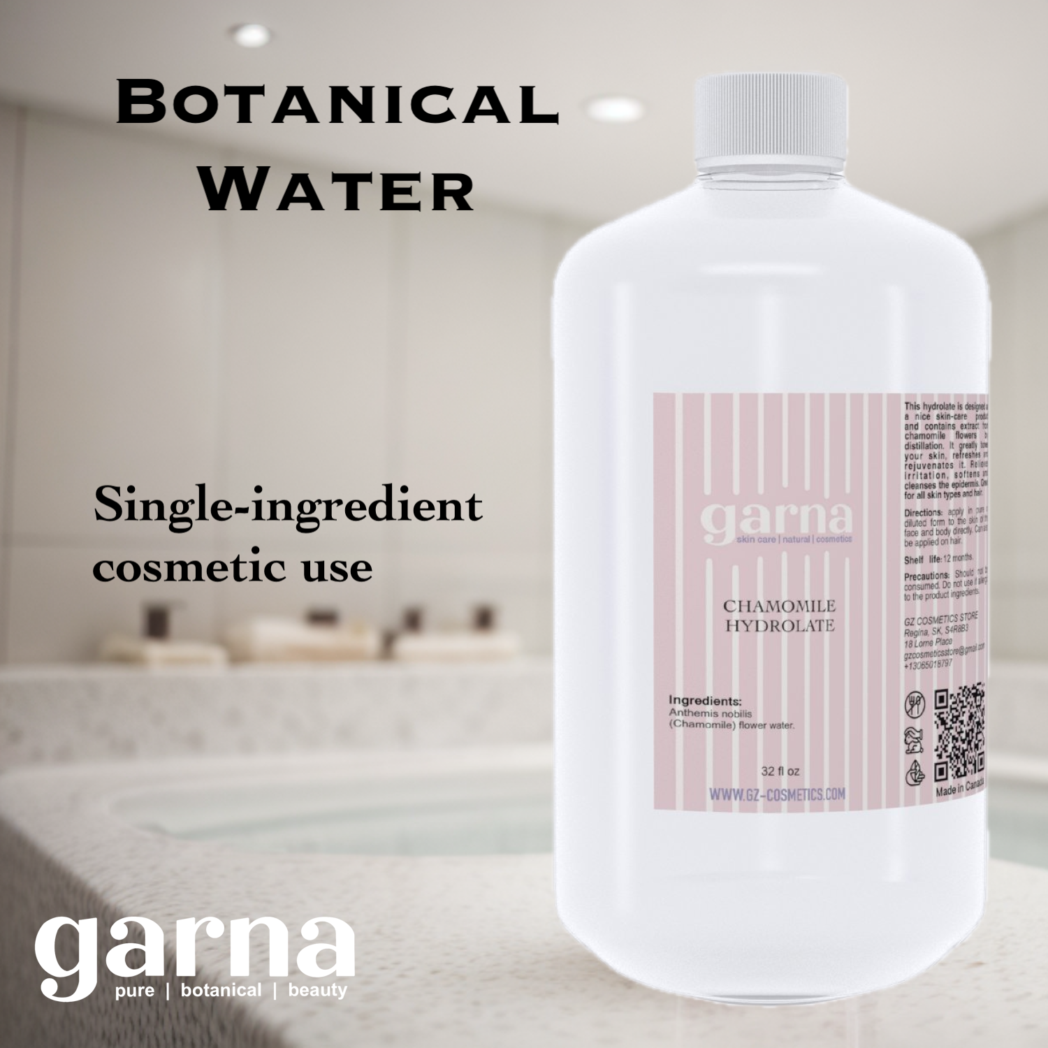  by Garna, 32 oz bottle, botanical hydrosol water