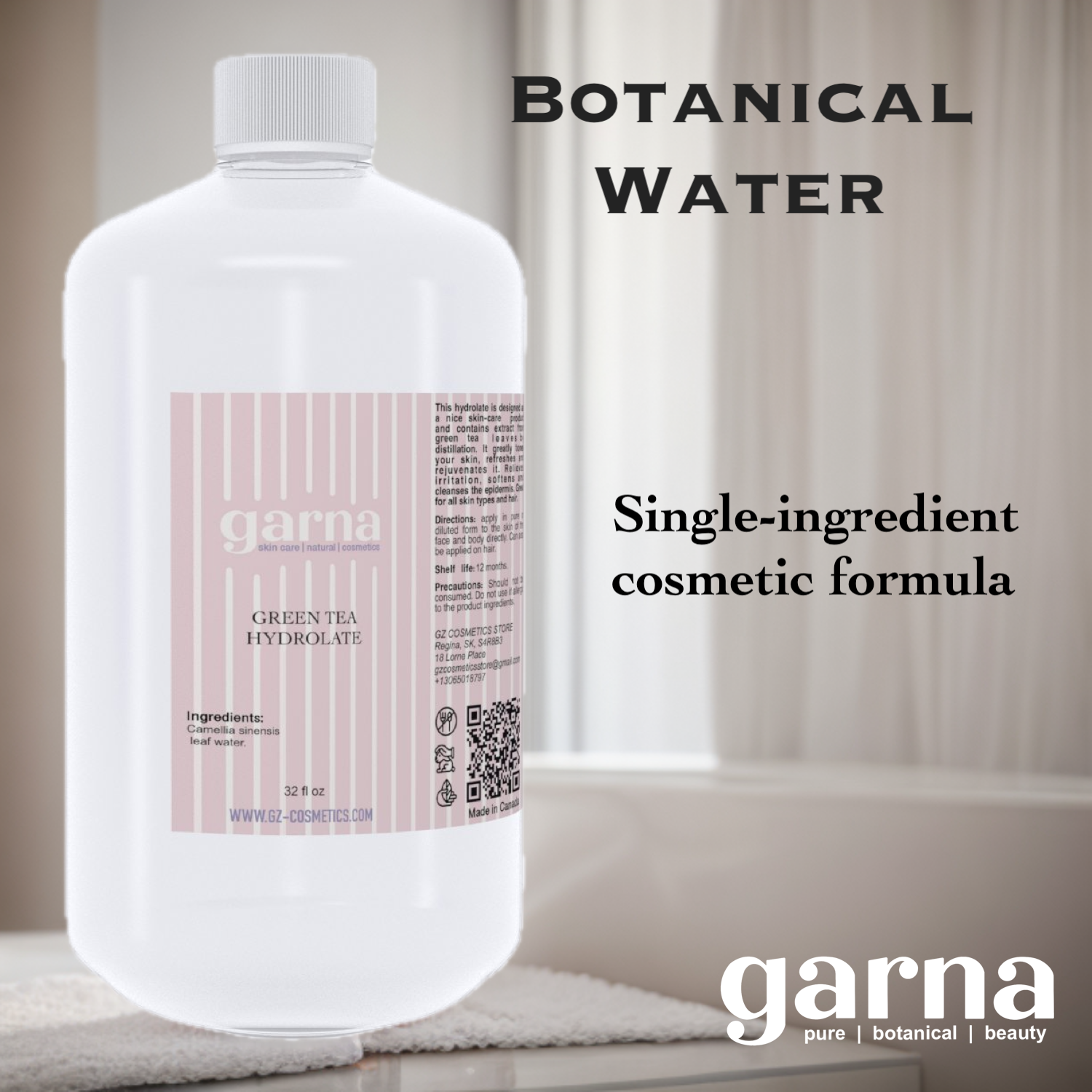  by Garna, 32 oz bottle, botanical hydrosol water