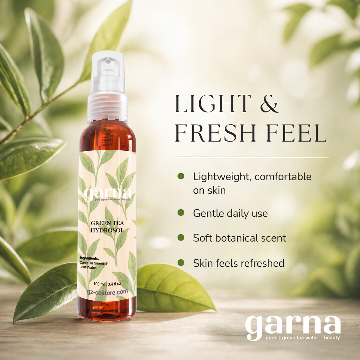 Hydrolat de thé vert de Garna – Soin botanique pour le visage et les cheveux