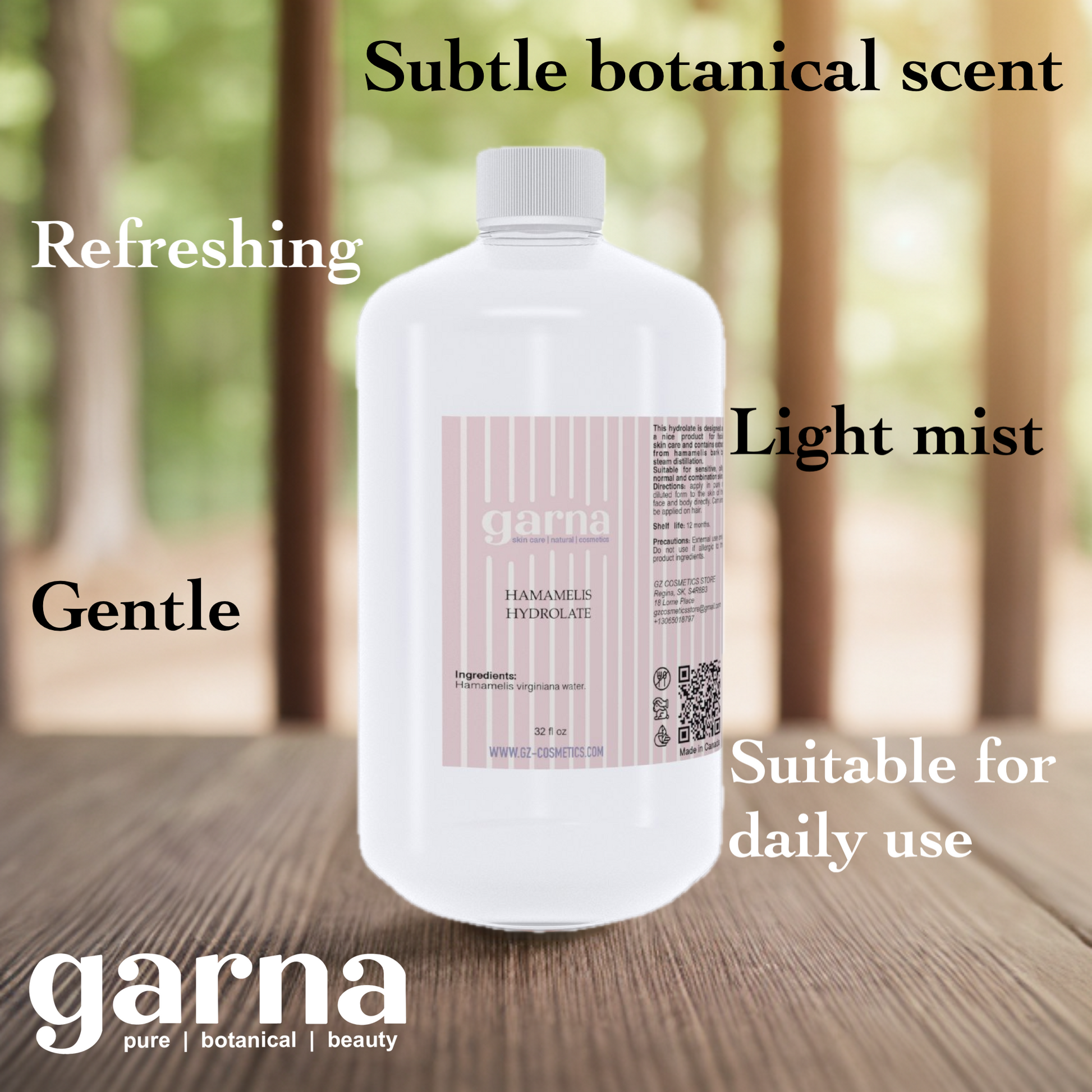 Witch Hazel Hydrosol Water by Garna, 32 oz (940 ml) bottle – clean, botanical aroma, photo 3