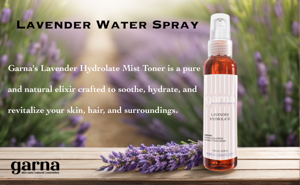 Garna Lavender Flower Water 3.4 fl oz - Hydrolate Spray for Skin & Hair Care