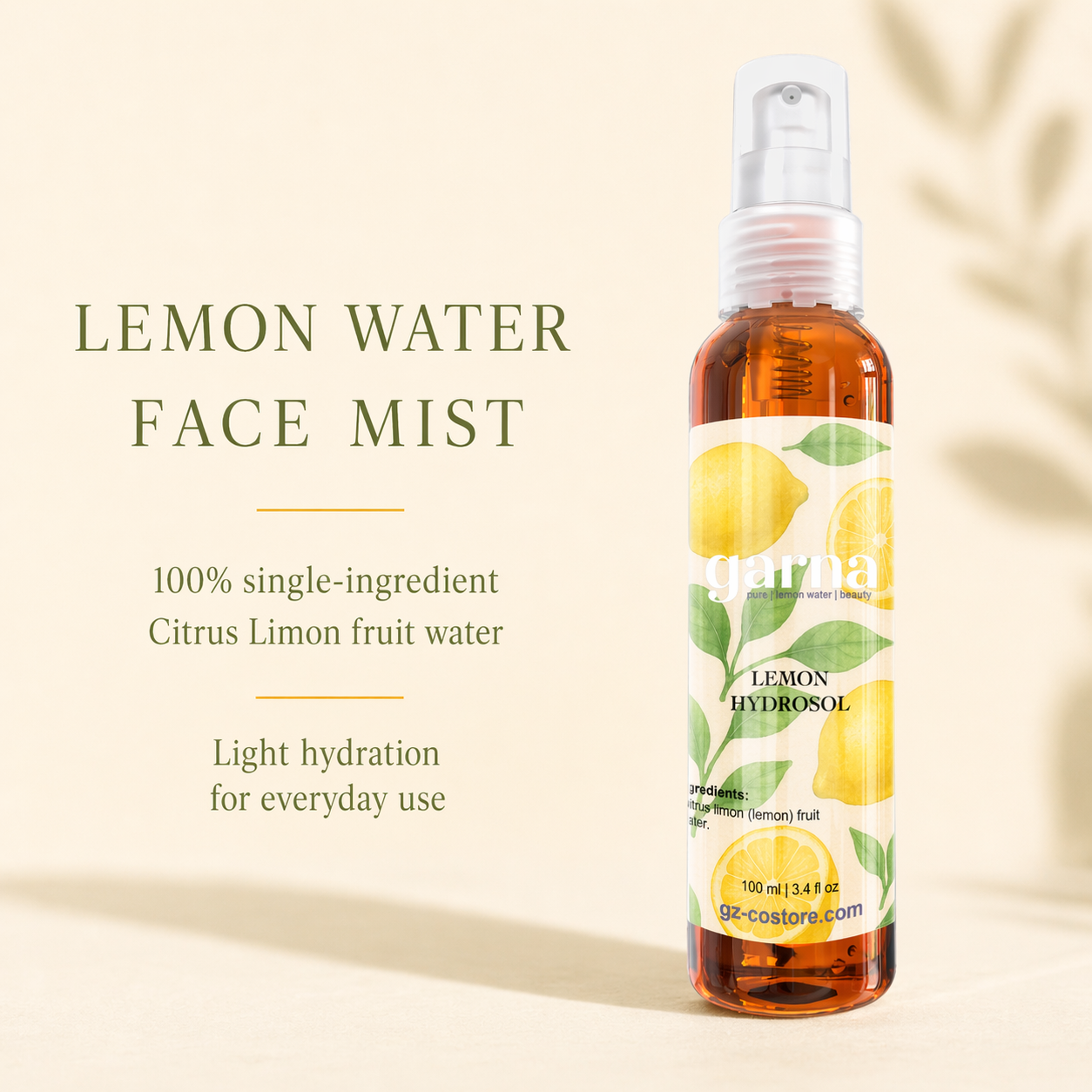 Brume d'hydrolat de citron de Garna – une brume d'agrumes fraîche pour une routine quotidienne facile