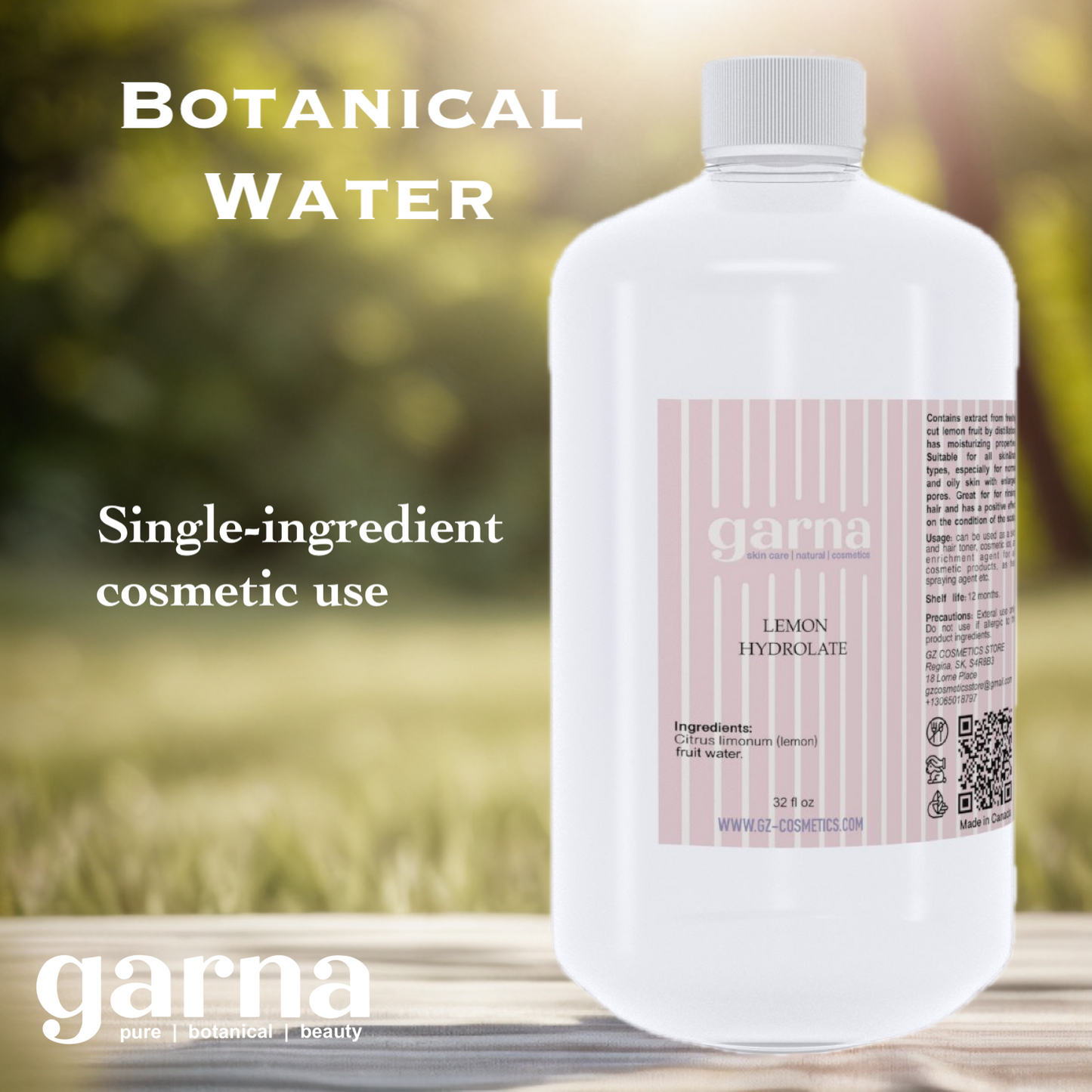 Lemon Hydrosol Water by Garna, 32 oz (940 ml) bottle – bright citrus aroma, photo 2