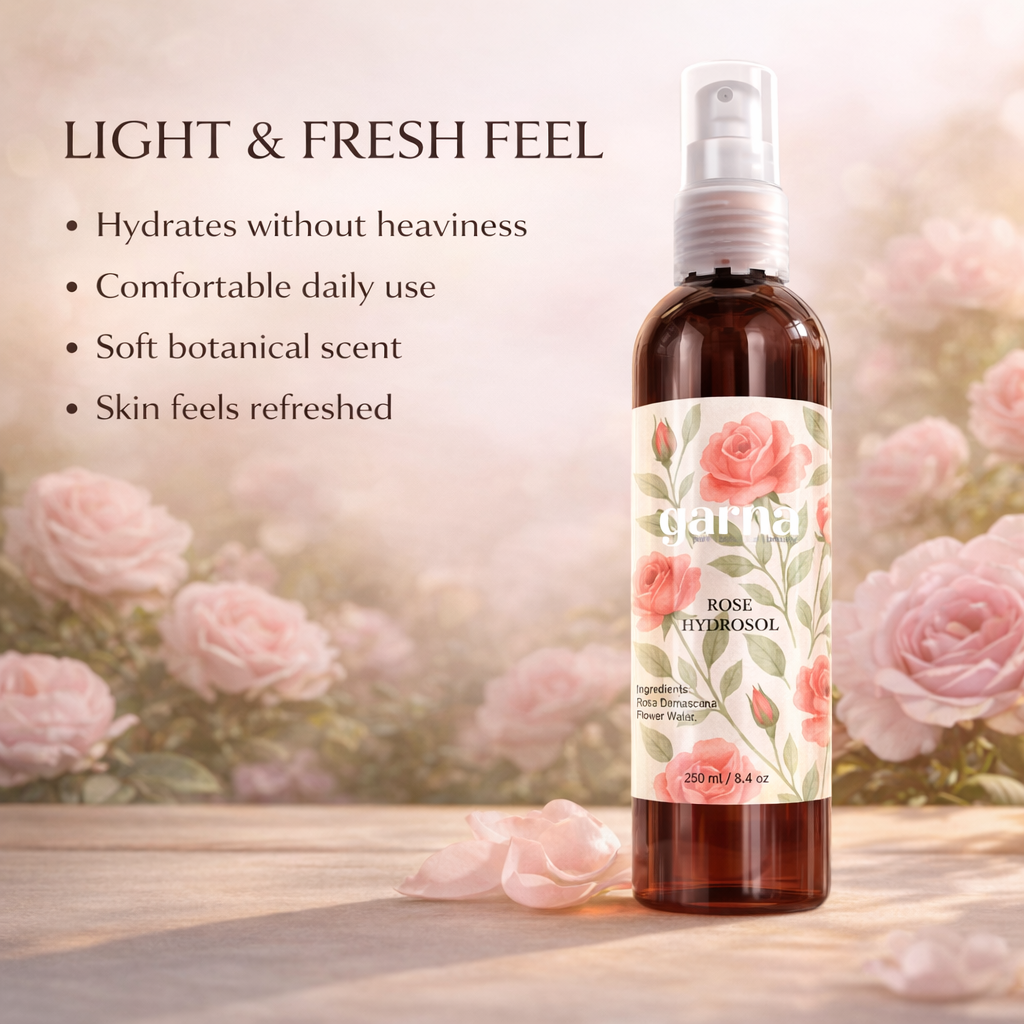 Rose Water Face Mist Spray 250 mL (8.4 fl oz) – Hydrosol Facial Toner for Skin & Hair, Single-Ingredient Rosa Damascena Flower Water, Gentle Daily Skincare