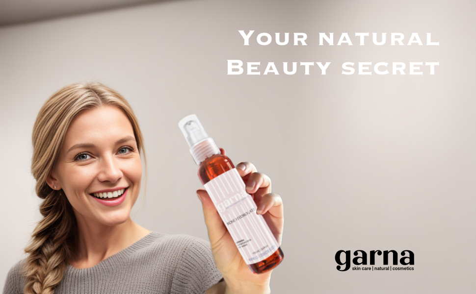 Garna Rose Water Spray 3.4 fl oz: Hydrating Face Toner & Hair Mist