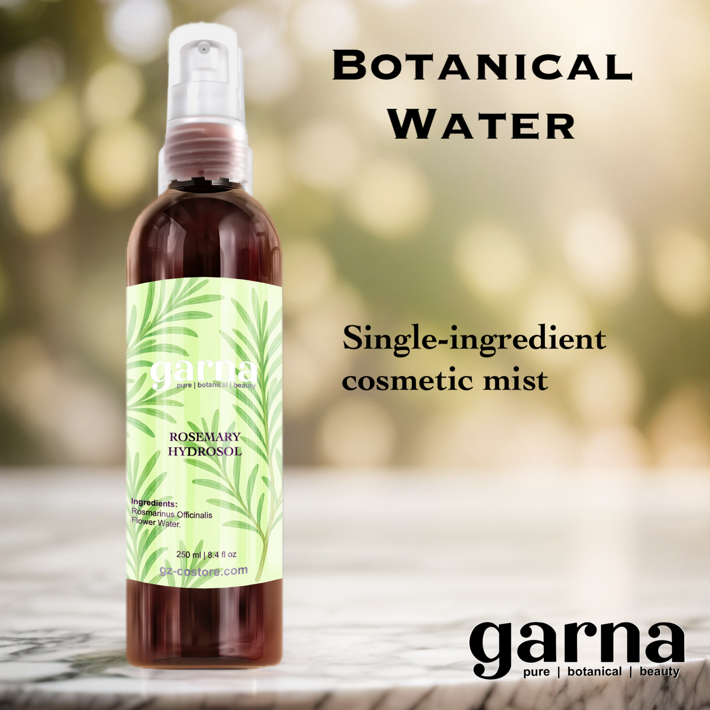 Rosemary Hydrosol Mist by Garna – light botanical mist for face and hair 250 ml