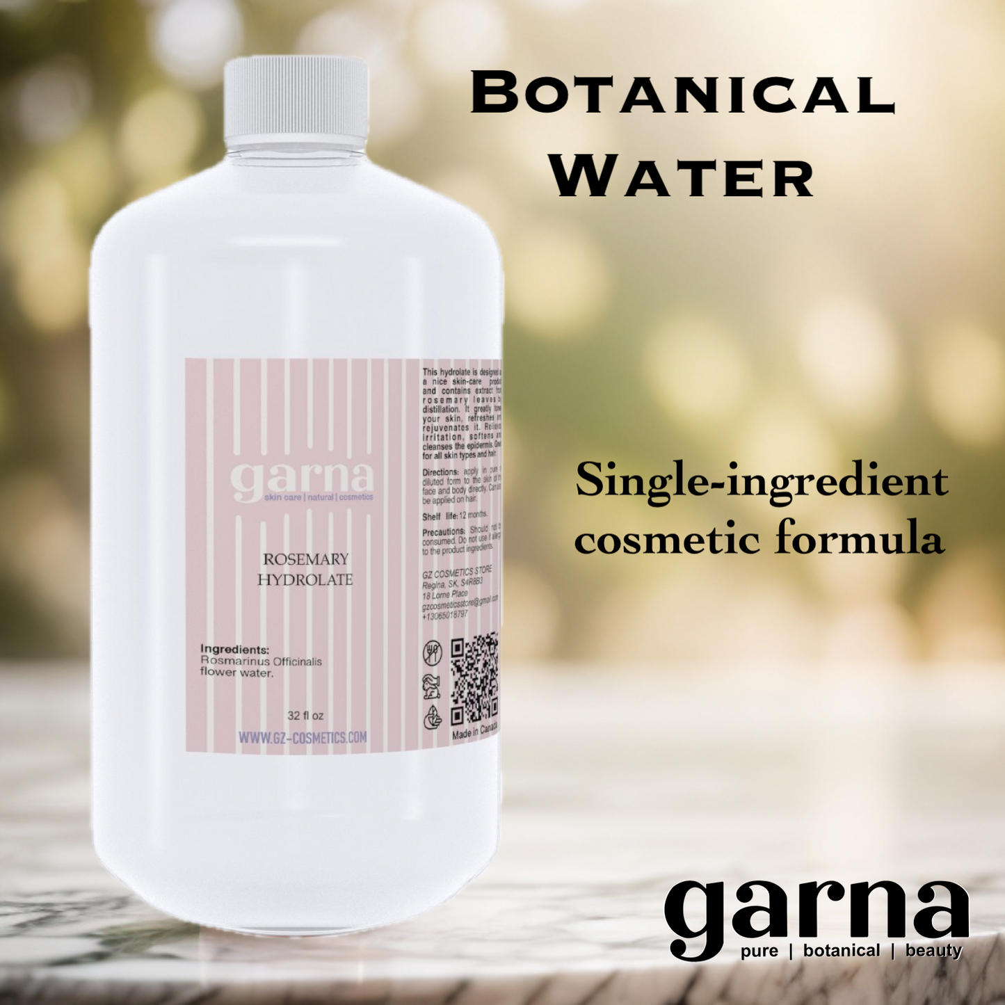  by Garna, 32 oz bottle, botanical hydrosol water