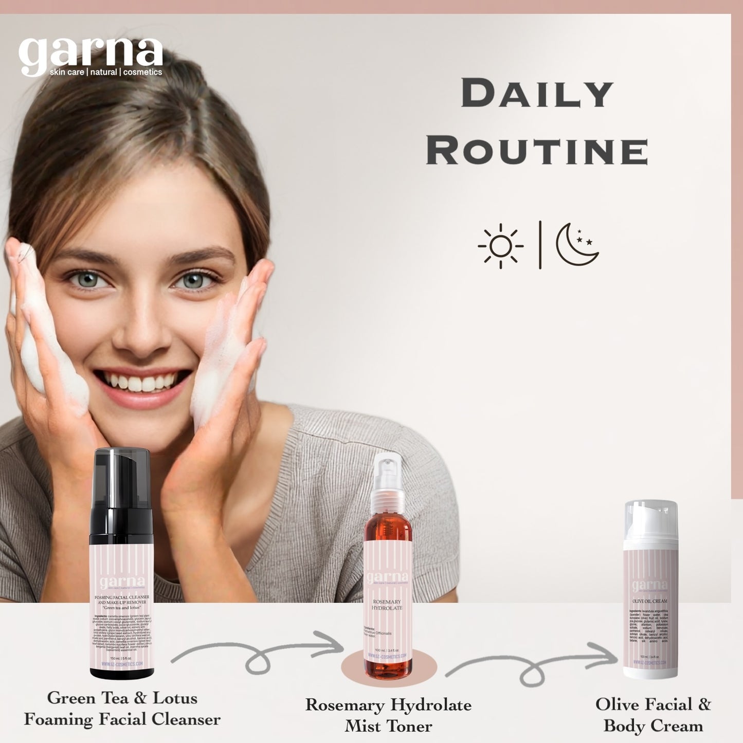 Garna Rosemary Water 3.4 fl oz 100% Pure Skin Toner, Hair Hydrating Mist