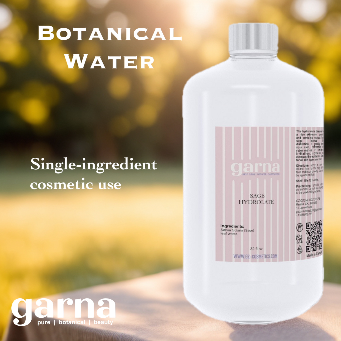  by Garna, 32 oz bottle, botanical hydrosol water