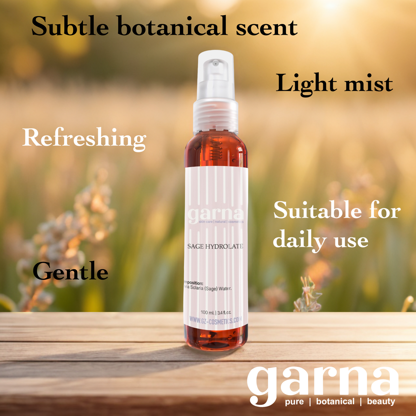 Brume hydrolat de sauge de Garna – Brume botanique pour le visage et les cheveux