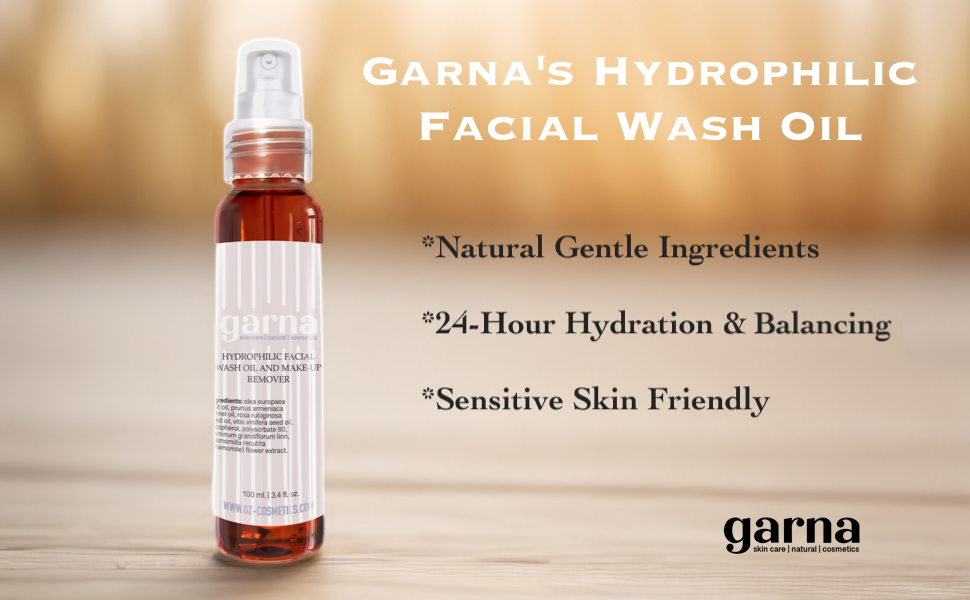 Garna Hydrophilic Facial Wash Oil & Makeup Remover 3.4 fl oz, All Skin Types