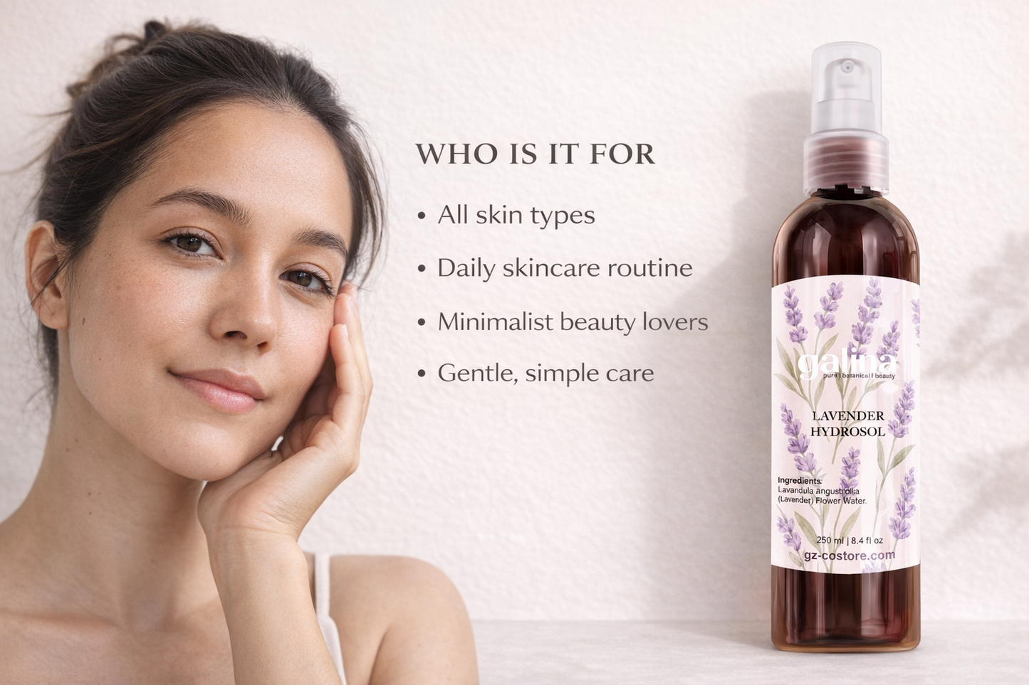 Brume d'hydrolat de lavande de Garna – brume florale douce pour le visage et les cheveux