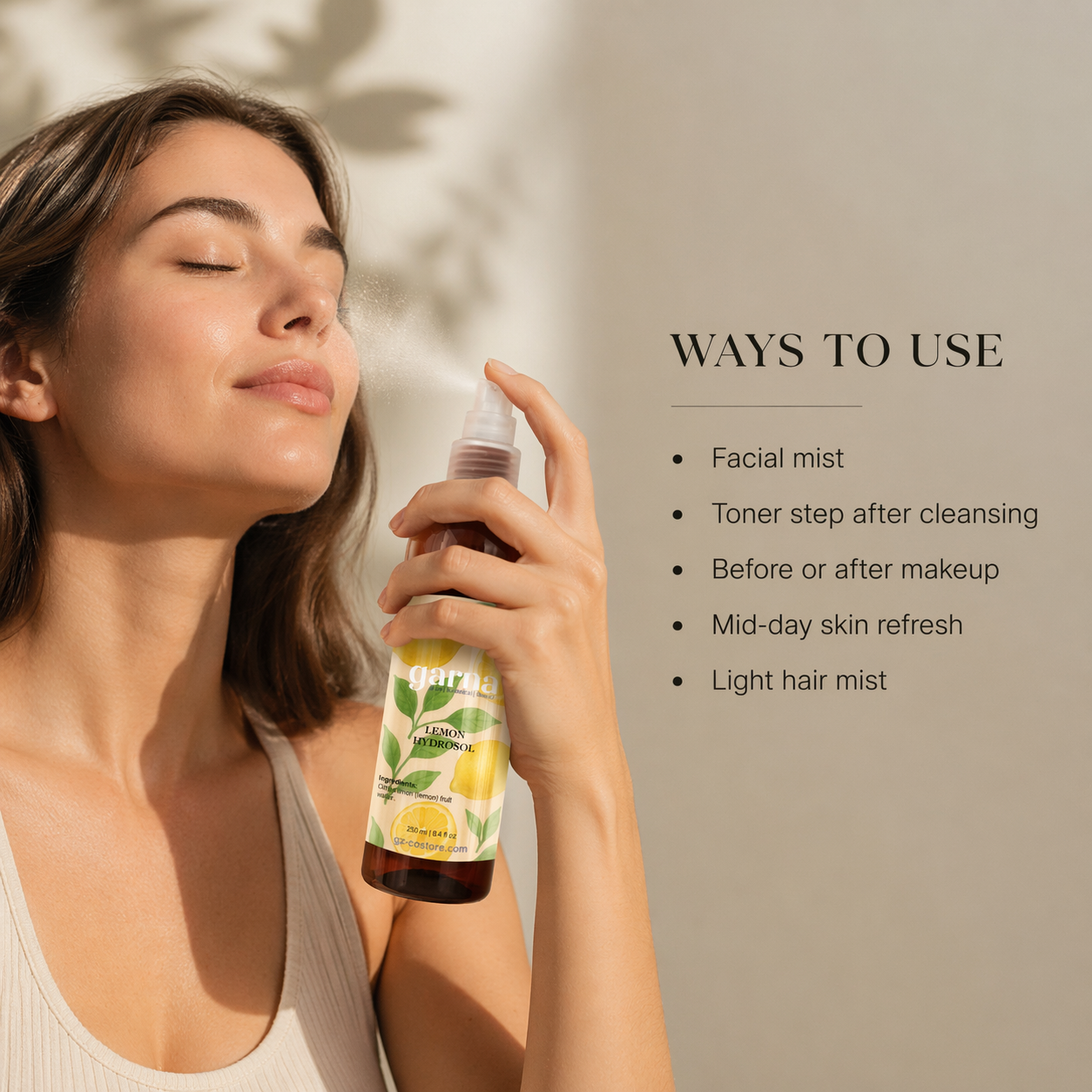 Eau hydrolat de citron de Garna – 946 ml (32 oz) d'eau botanique lumineuse pour un usage quotidien