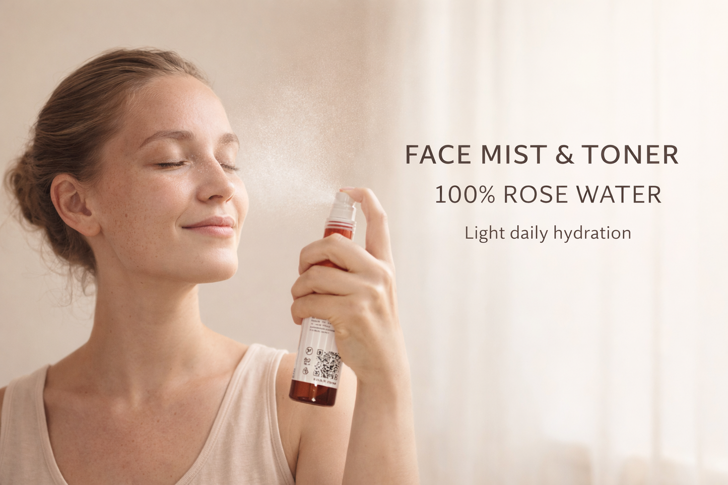 Rose Water Face Mist Spray 250 mL (8.4 fl oz) – Hydrosol Facial Toner for Skin & Hair, Single-Ingredient Rosa Damascena Flower Water, Gentle Daily Skincare