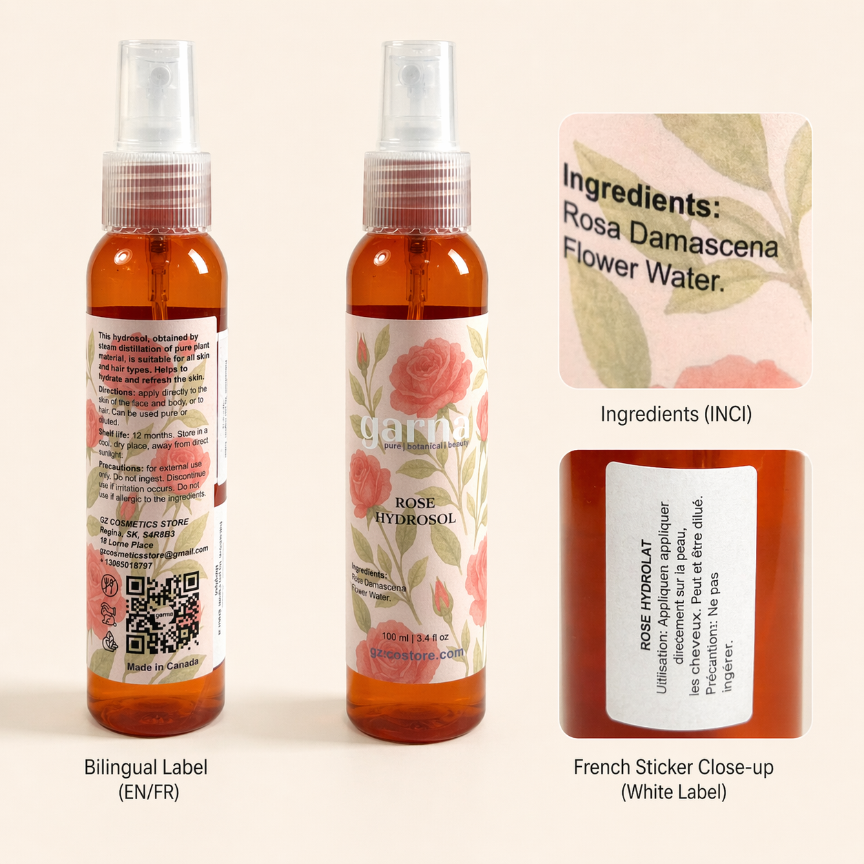 Hydrolat de rose de Garna – Soin botanique pour le visage et les cheveux