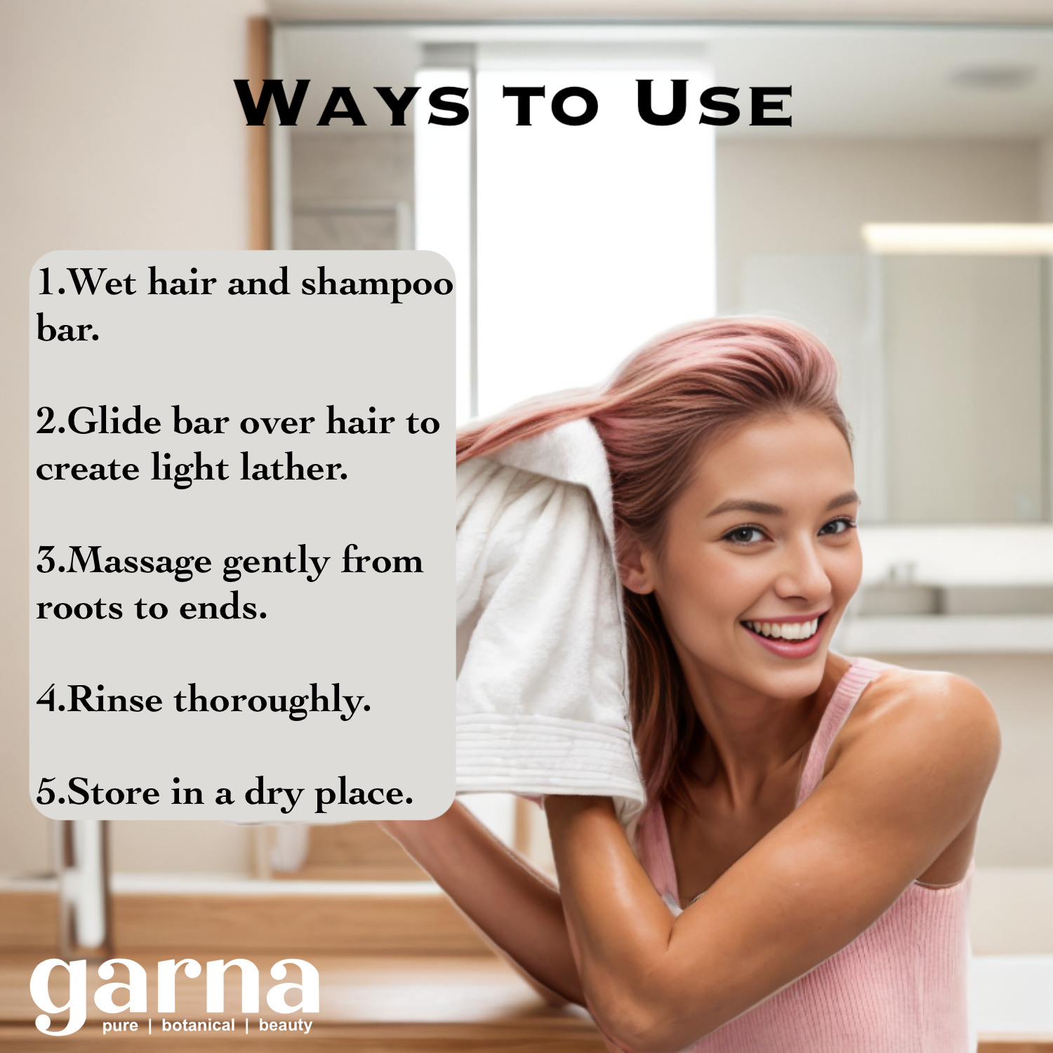 Sea Salt Solid Shampoo by Garna (100g) – solid shampoo bar, photo 4