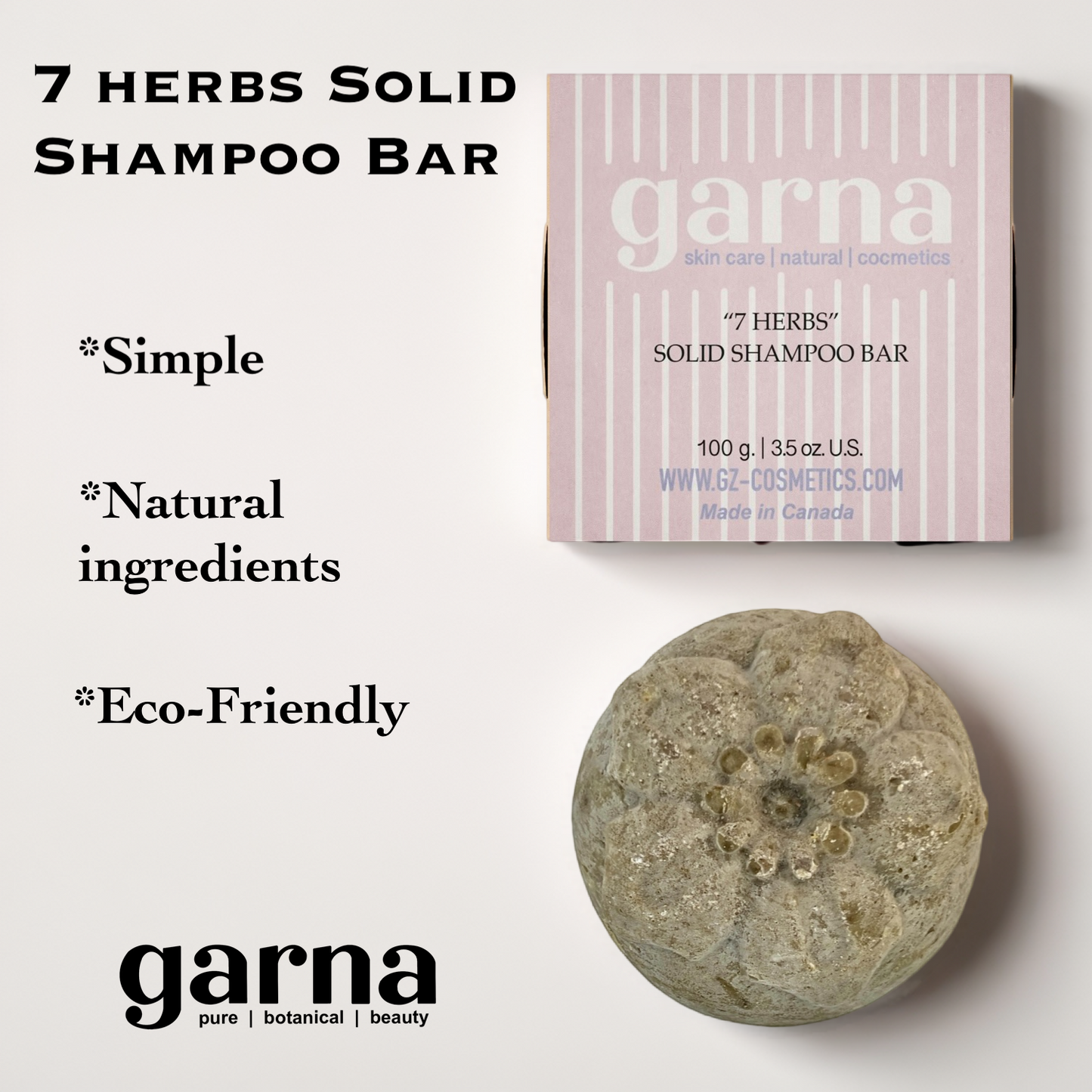 7 Herbs Solid Shampoo by Garna (100g) – solid shampoo bar, photo 2