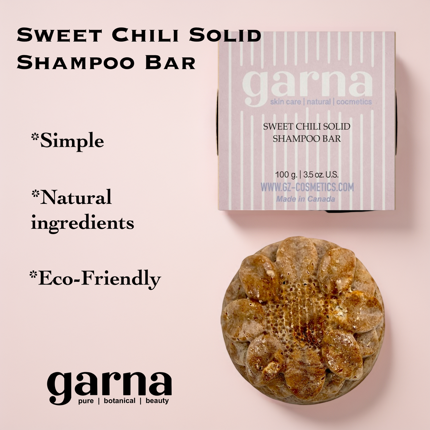 Sweet Chili Solid Shampoo by Garna (100g) – solid shampoo bar, photo 2