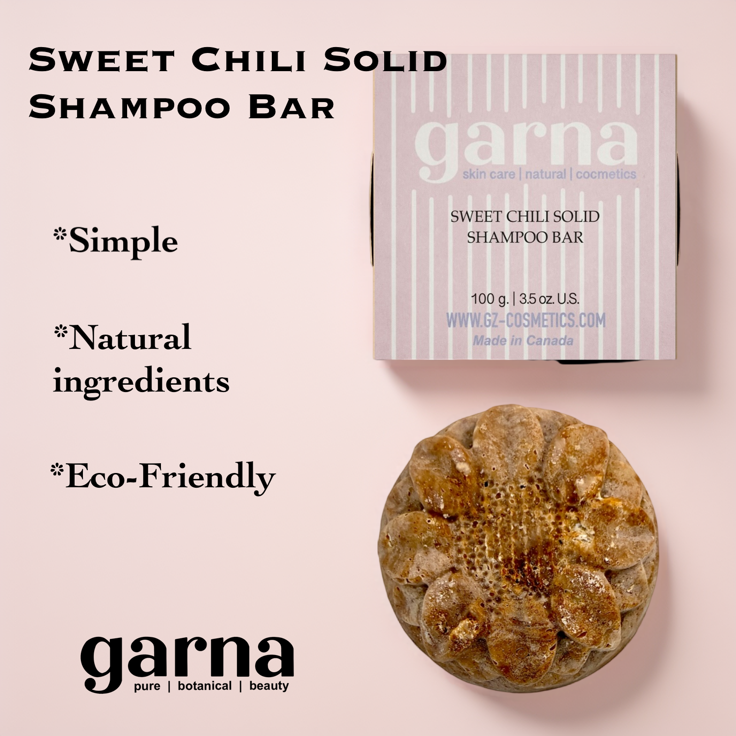 Sweet Chili Solid Shampoo by Garna (100g) – solid shampoo bar, photo 2