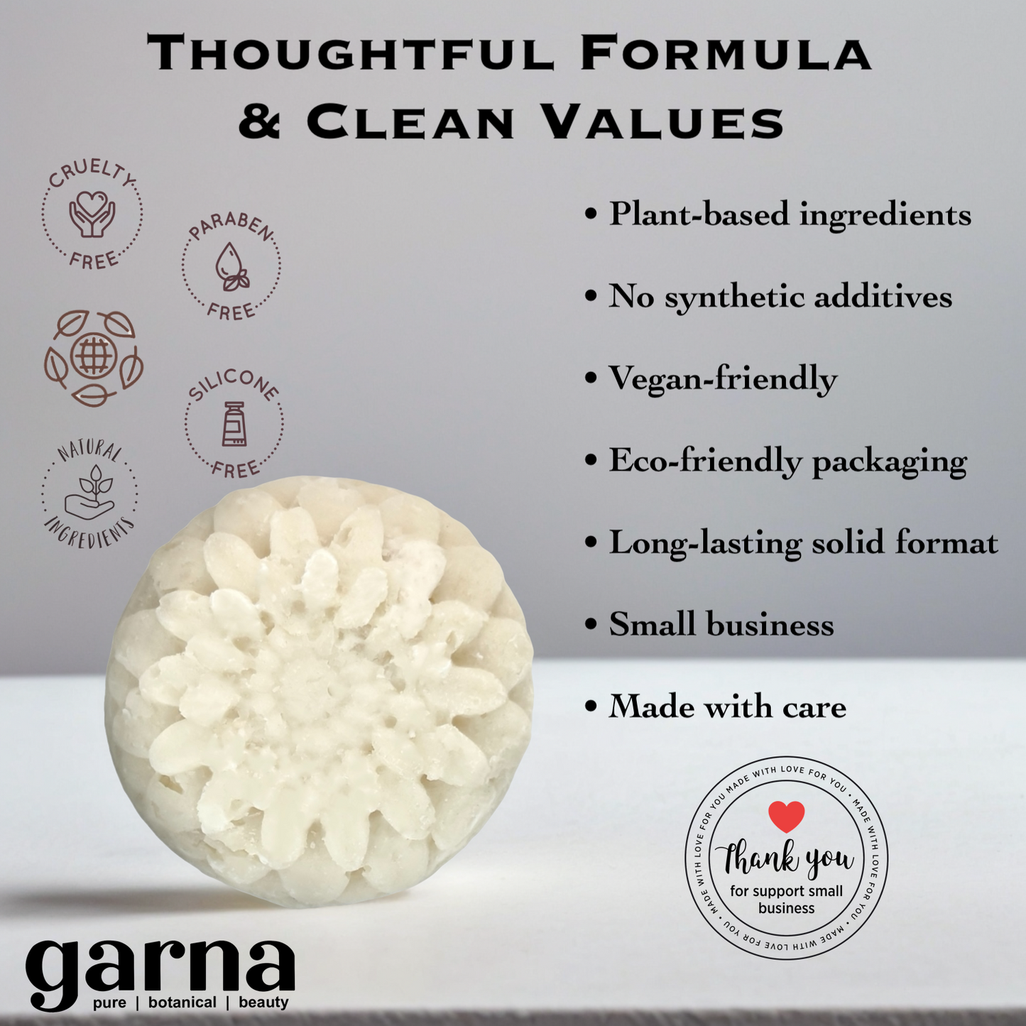 Coconut Solid Shampoo by Garna (100g) – solid shampoo bar, photo 5