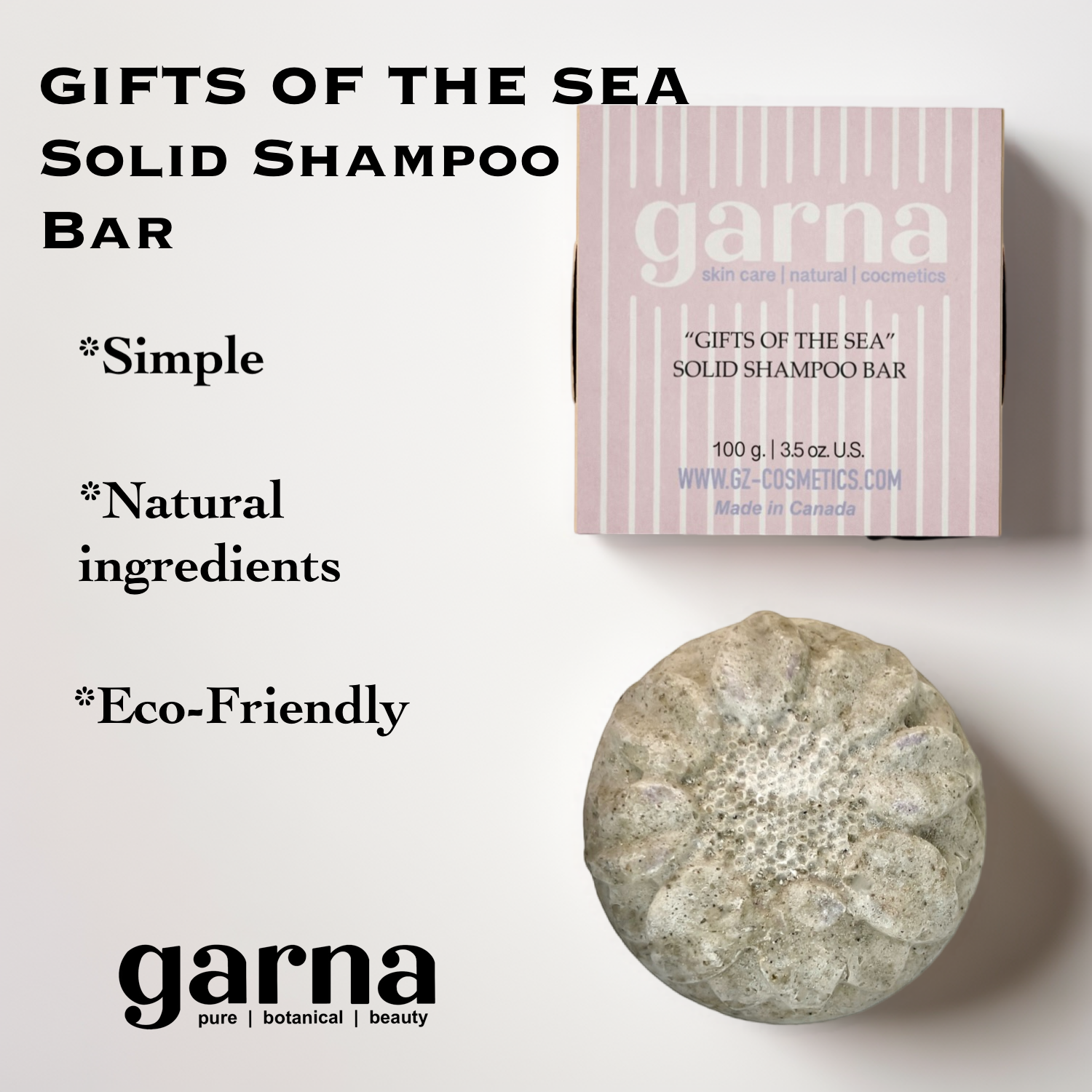 Sea Salt Solid Shampoo by Garna (100g) – solid shampoo bar, photo 2