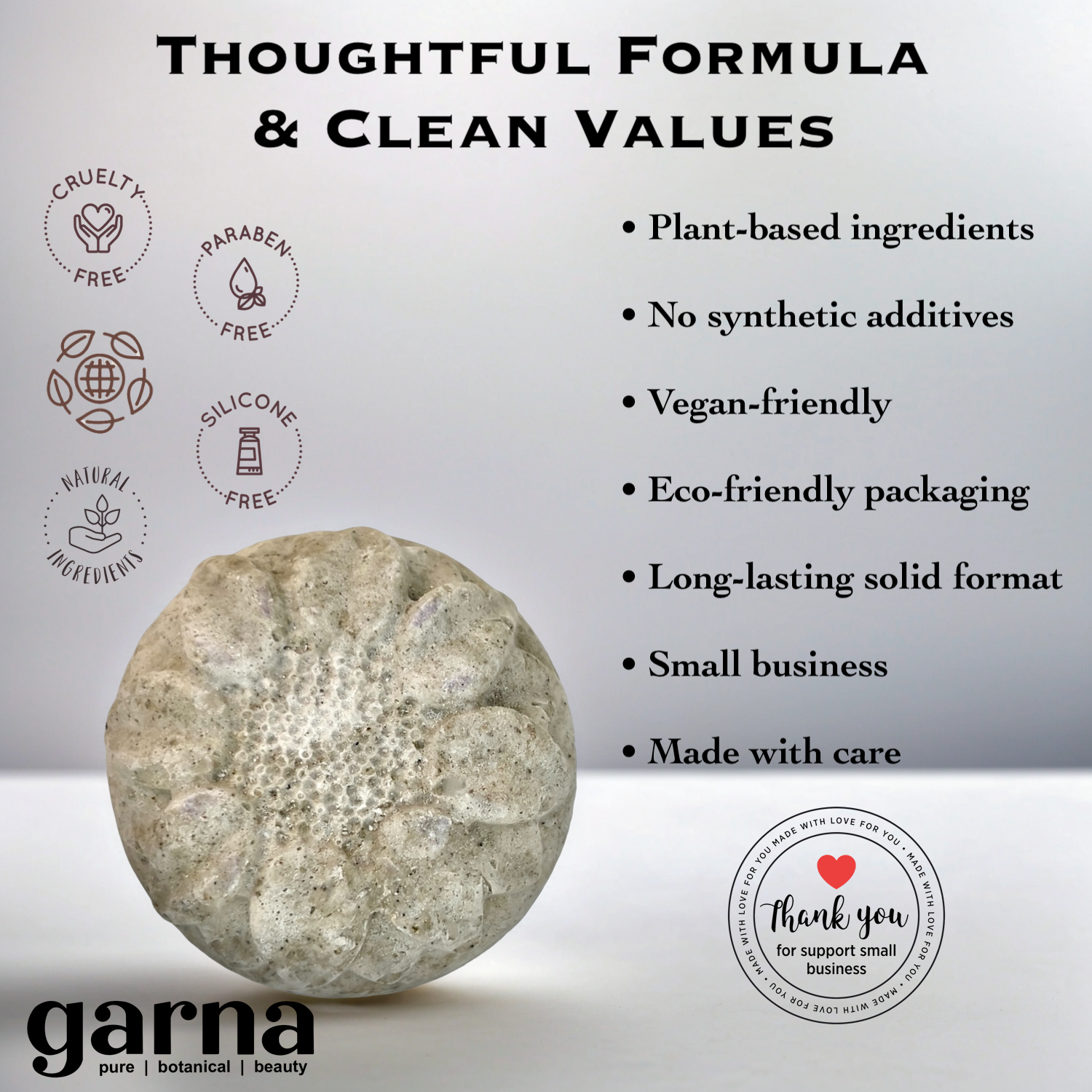Sea Salt Solid Shampoo by Garna (100g) – solid shampoo bar, photo 5