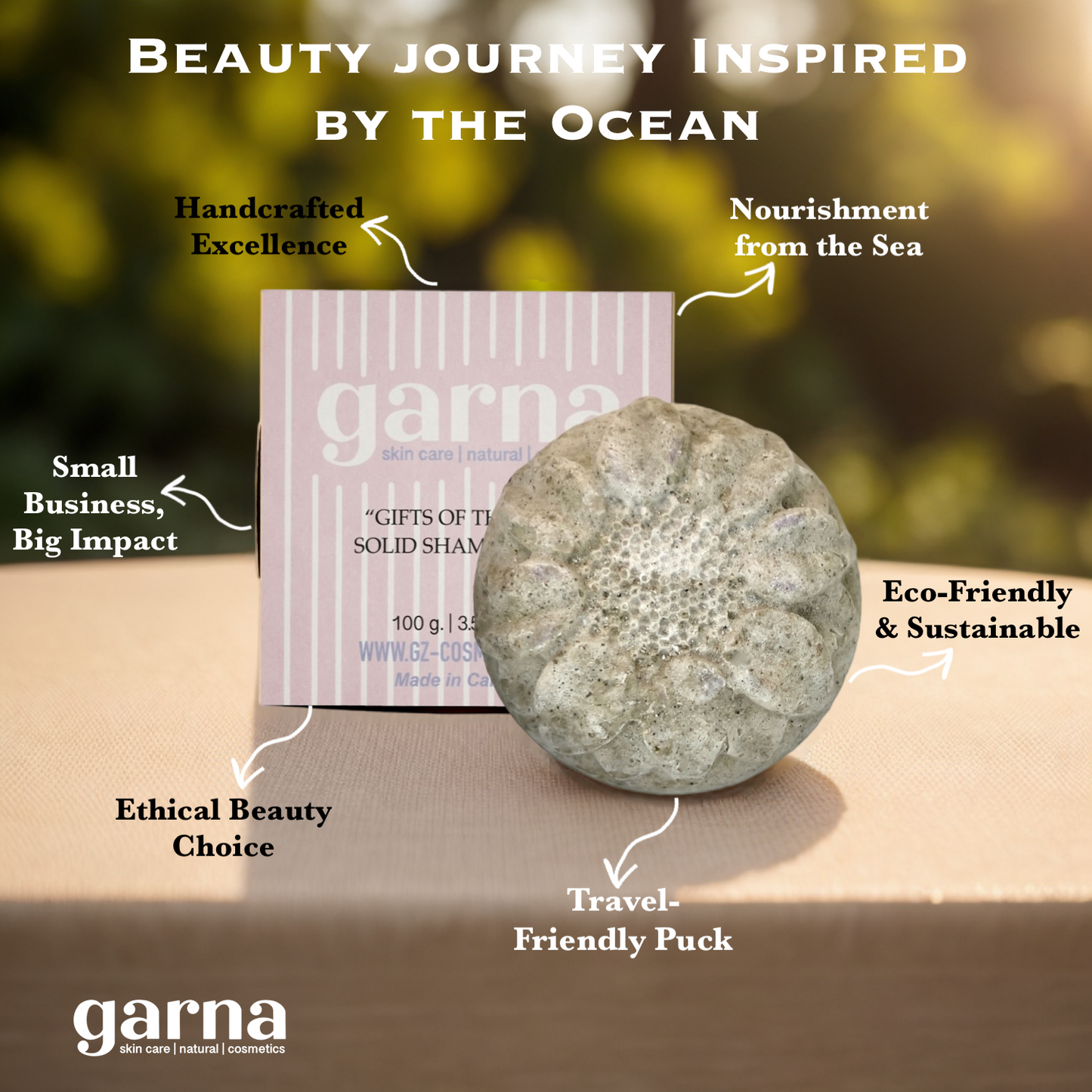 Garna Gifts of the Sea Solid Shampoo Bar - 100g/3.5 oz, for Normal & Oily Hair Care