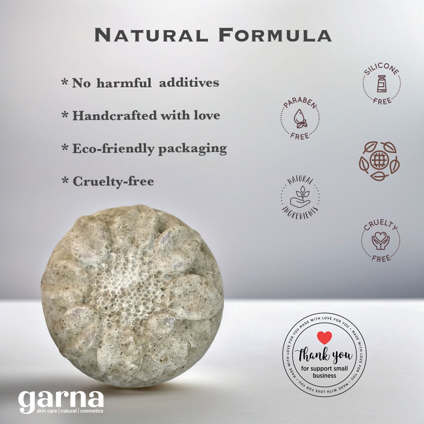 Garna Gifts of the Sea Solid Shampoo Bar - 100g/3.5 oz, for Normal & Oily Hair Care