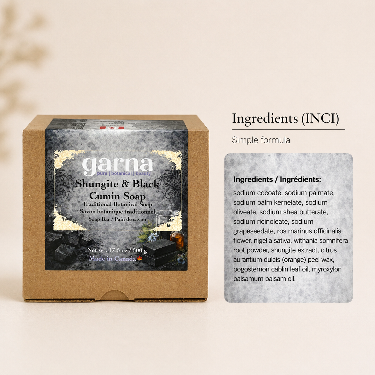 Savon au cumin noir de Garna – Un savon artisanal chaleureux et terreux pour un usage quotidien