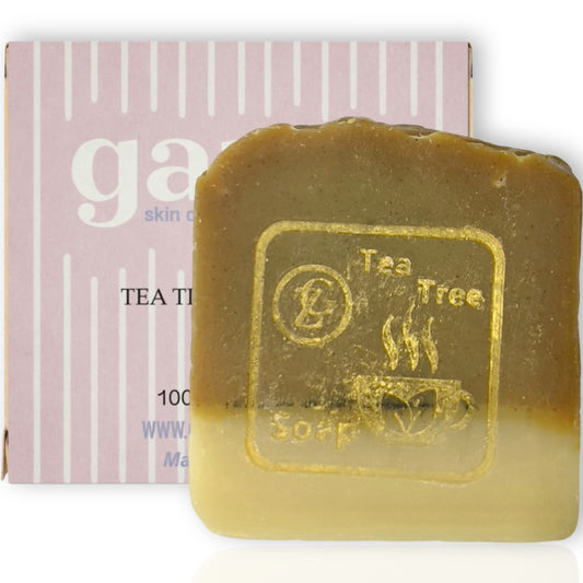 100g de barre de savon à l'arbre à thé Garna | Nettoyant doux | Purifiant et hydratant | Idéal pour les peaux grasses