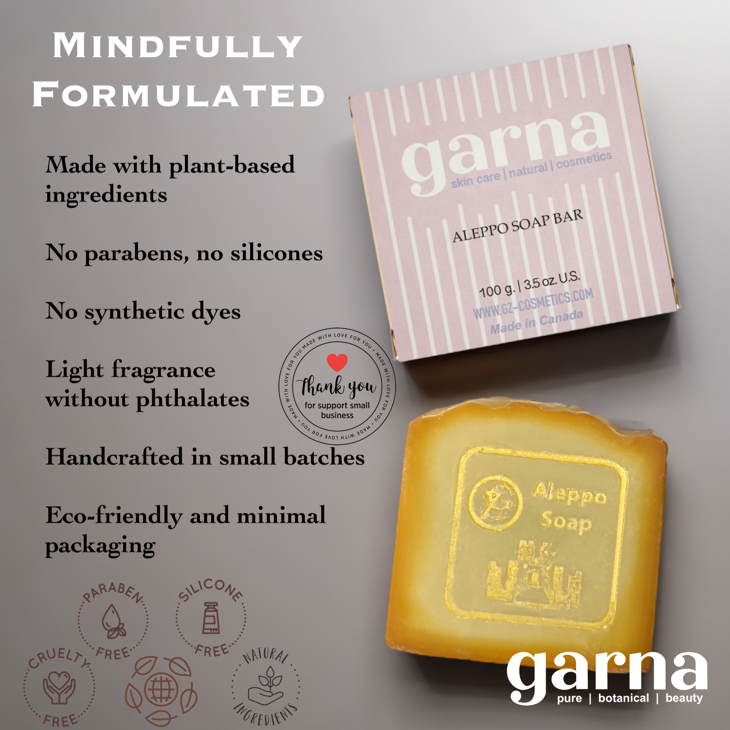 Aleppo Soap Bar by Garna, handmade bar soap – earthy, traditional scent, photo 5