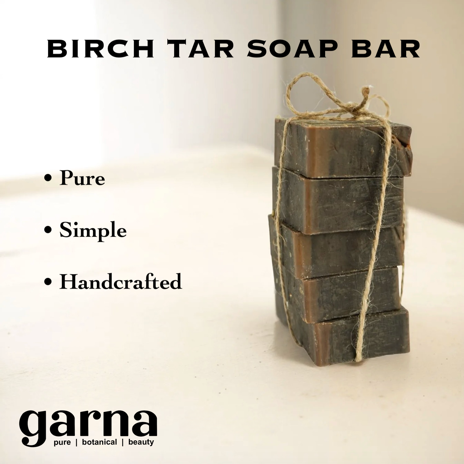 Birch Tar Soap by Garna (500g), handmade soap – smoky, woodsy scent, photo 2