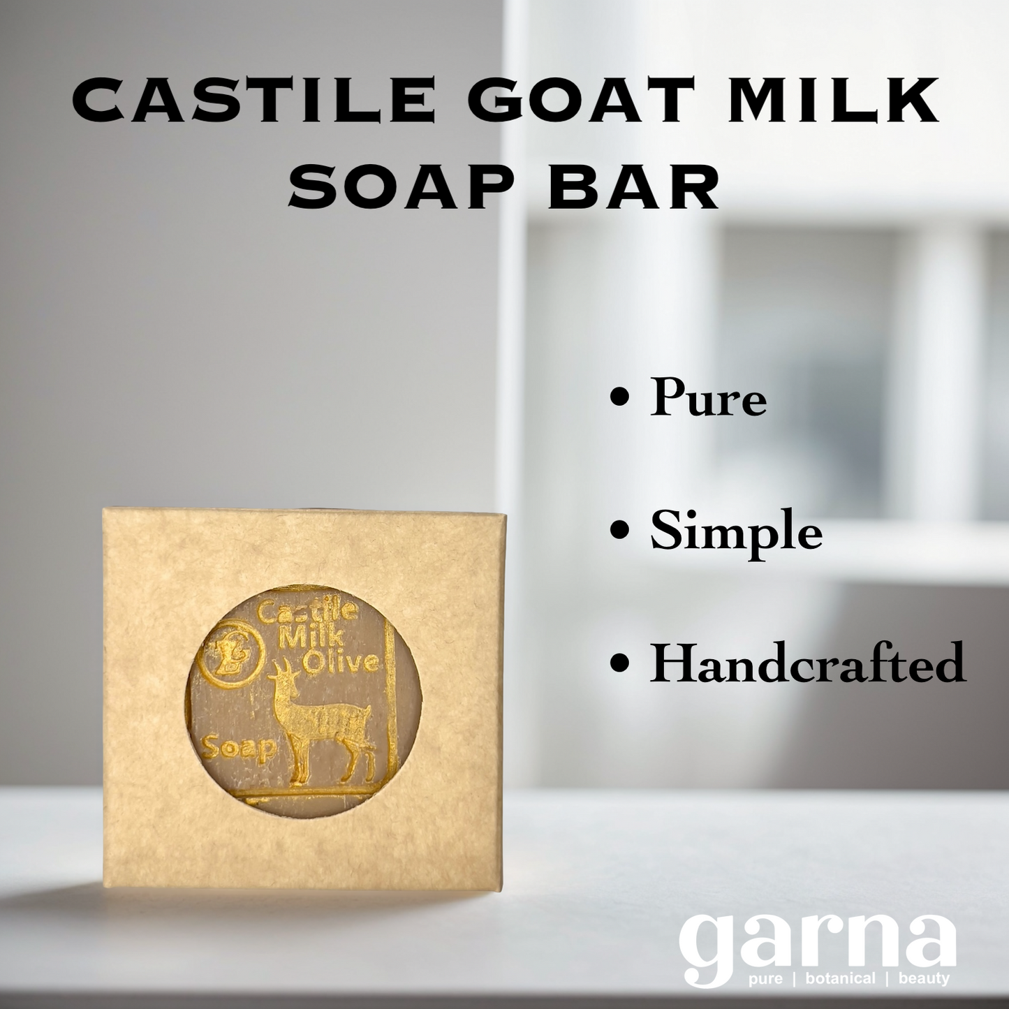 Goat Milk Castile Soap Bar by Garna, handmade bar soap with fresh, clean scent – photo 2