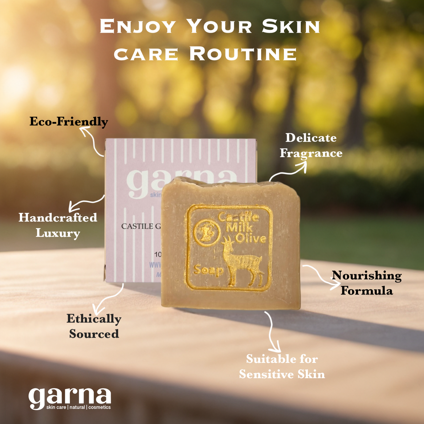 Garna Castile Goat Milk Soap Bar 3.5 oz: Men’s and Women’s Soap, Sulfate-Free Body Cleanser