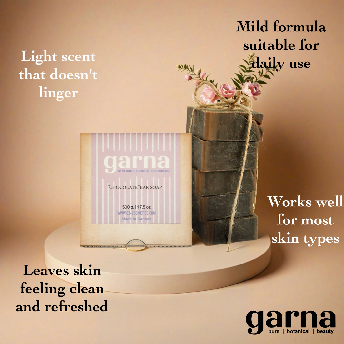 Chocolate Soap by Garna (500g), handmade soap – warm cocoa scent, photo 2