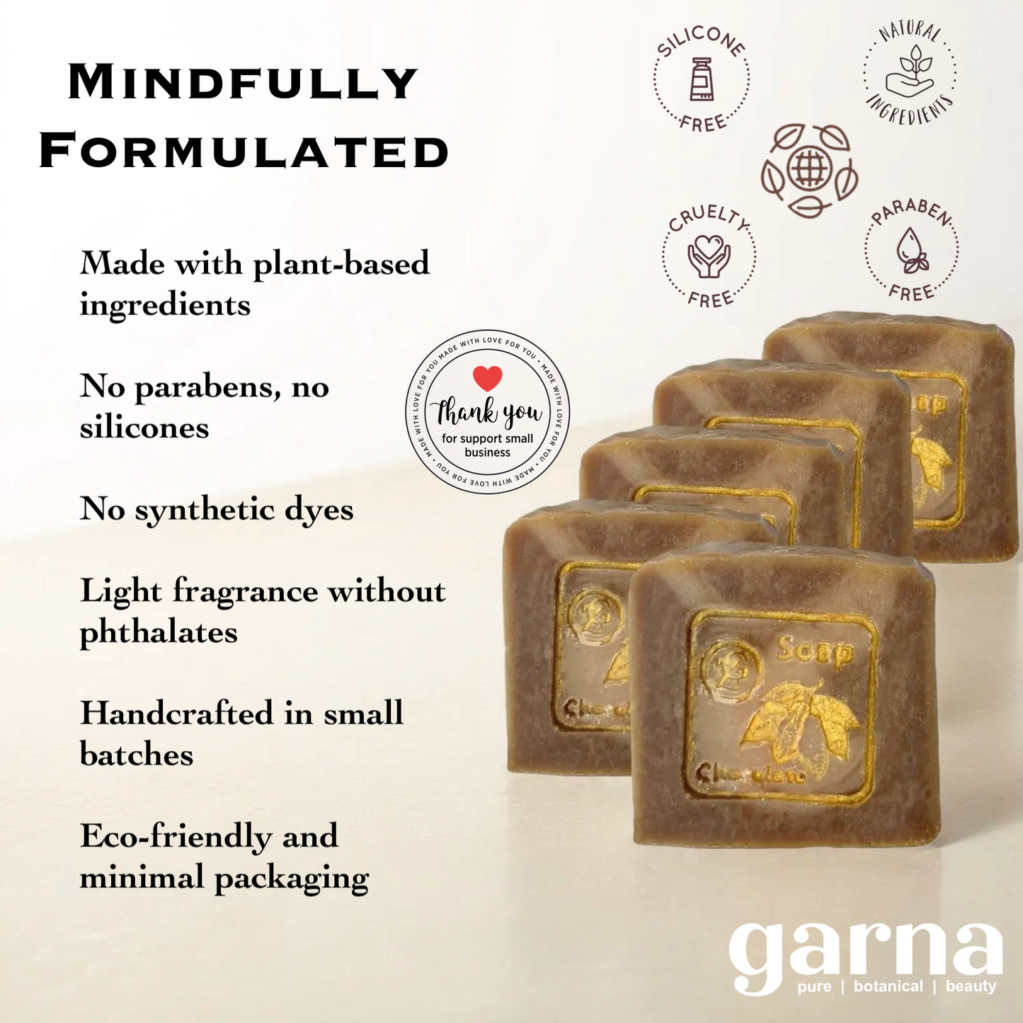 Chocolate Soap by Garna (500g), handmade soap – warm cocoa scent, photo 5