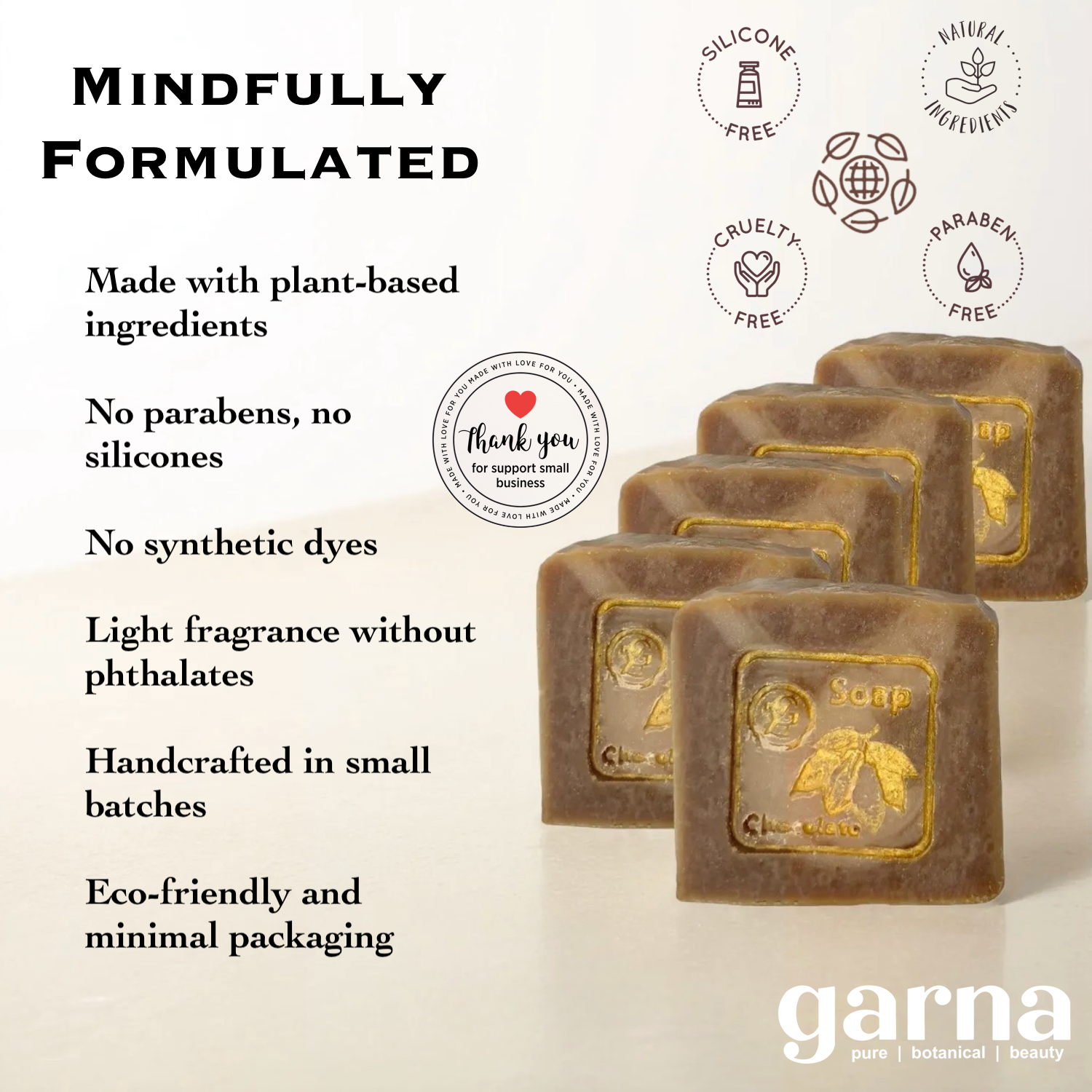 Chocolate Soap by Garna (500g), handmade soap – warm cocoa scent, photo 5