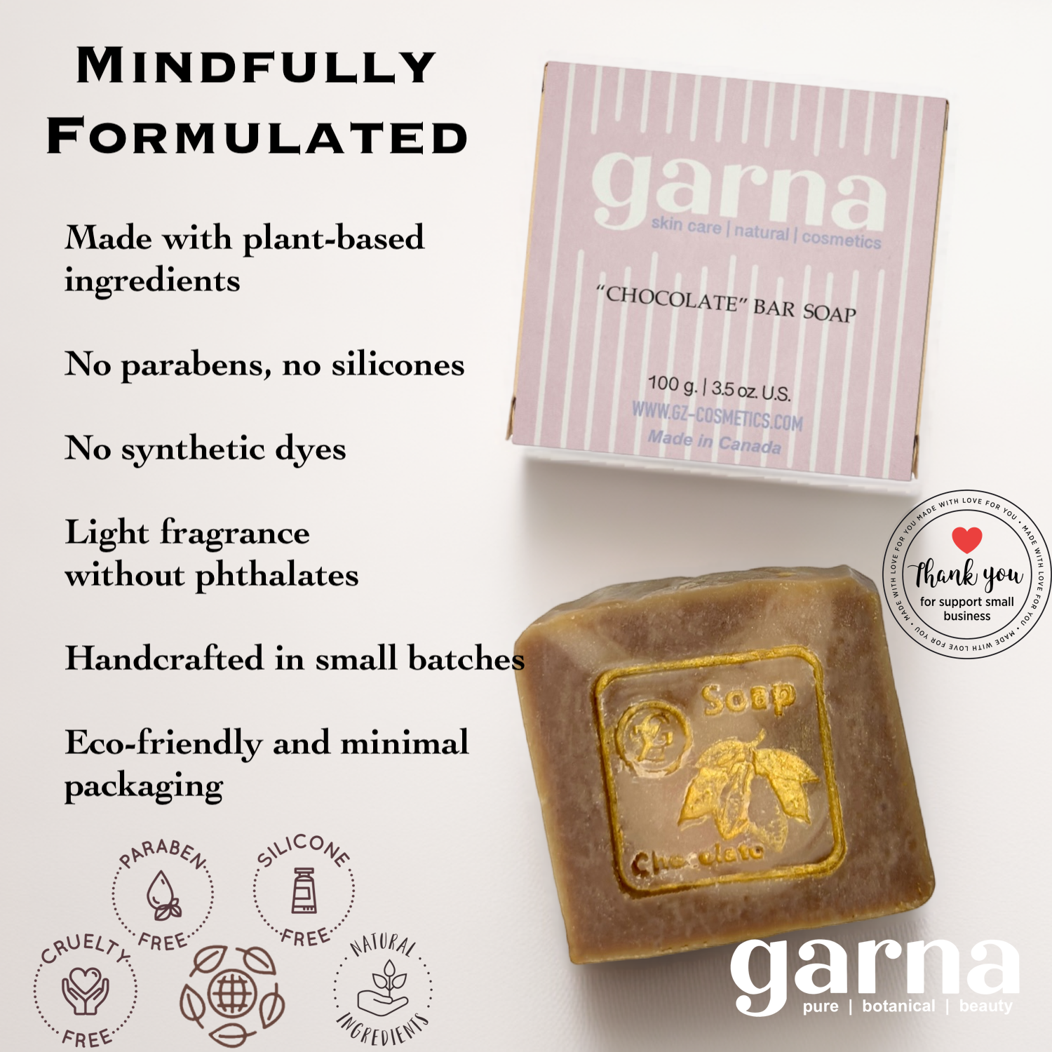 Chocolate Scented Soap Bar by Garna, handmade bar soap with warm cocoa scent – photo 5