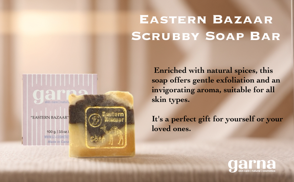 Garna Eastern Bazaar Exfoliating Soap Bar 3.5 oz: Oriental Spice Blend with Premium Essential Oils