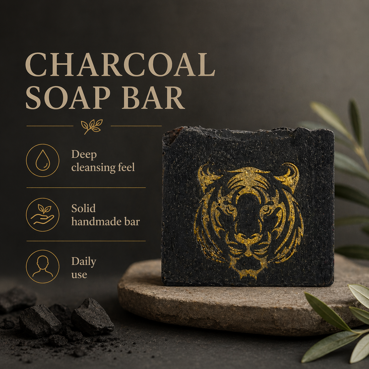 Savon au charbon de Garna – Savon artisanal moderne et pur pour le bain et la douche
