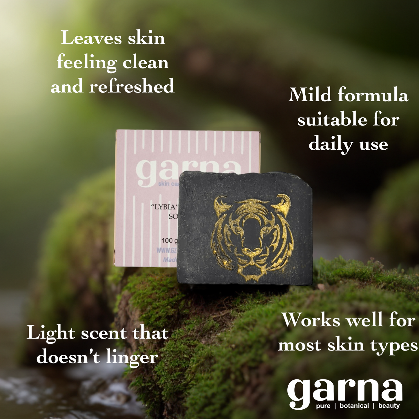 Charcoal Soap Bar by Garna, handmade bar soap – clean, fresh scent, photo 3