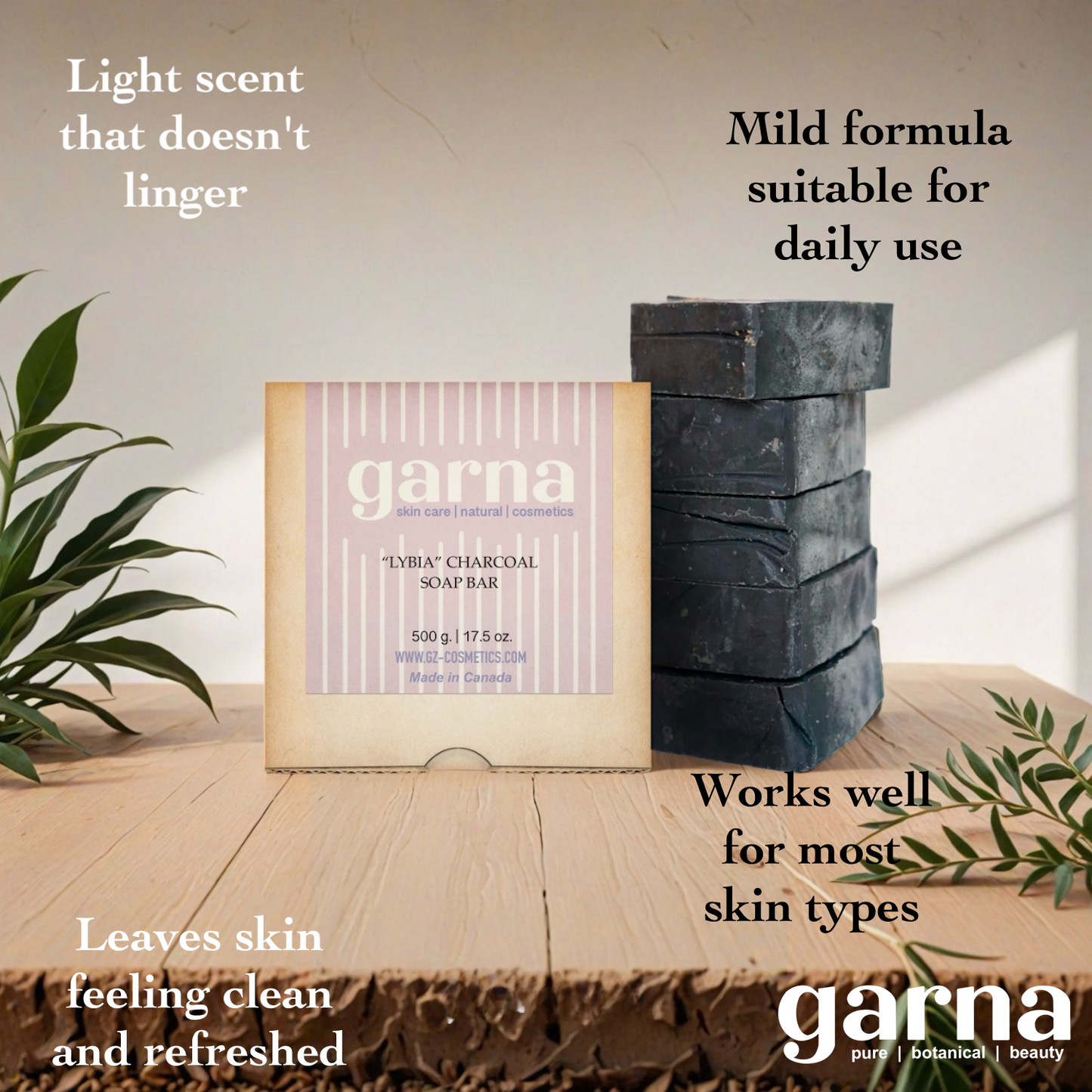 Charcoal Soap by Garna (500g), handmade soap – clean, fresh scent, photo 3