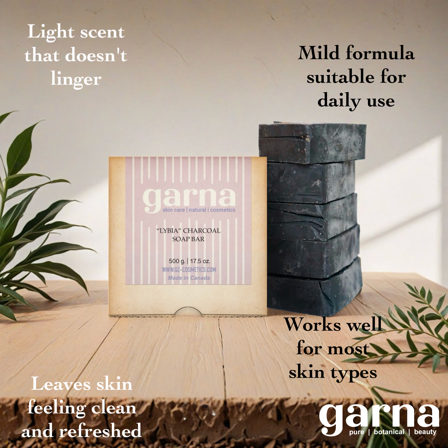 Charcoal Soap by Garna (500g), handmade soap – clean, fresh scent, photo 3