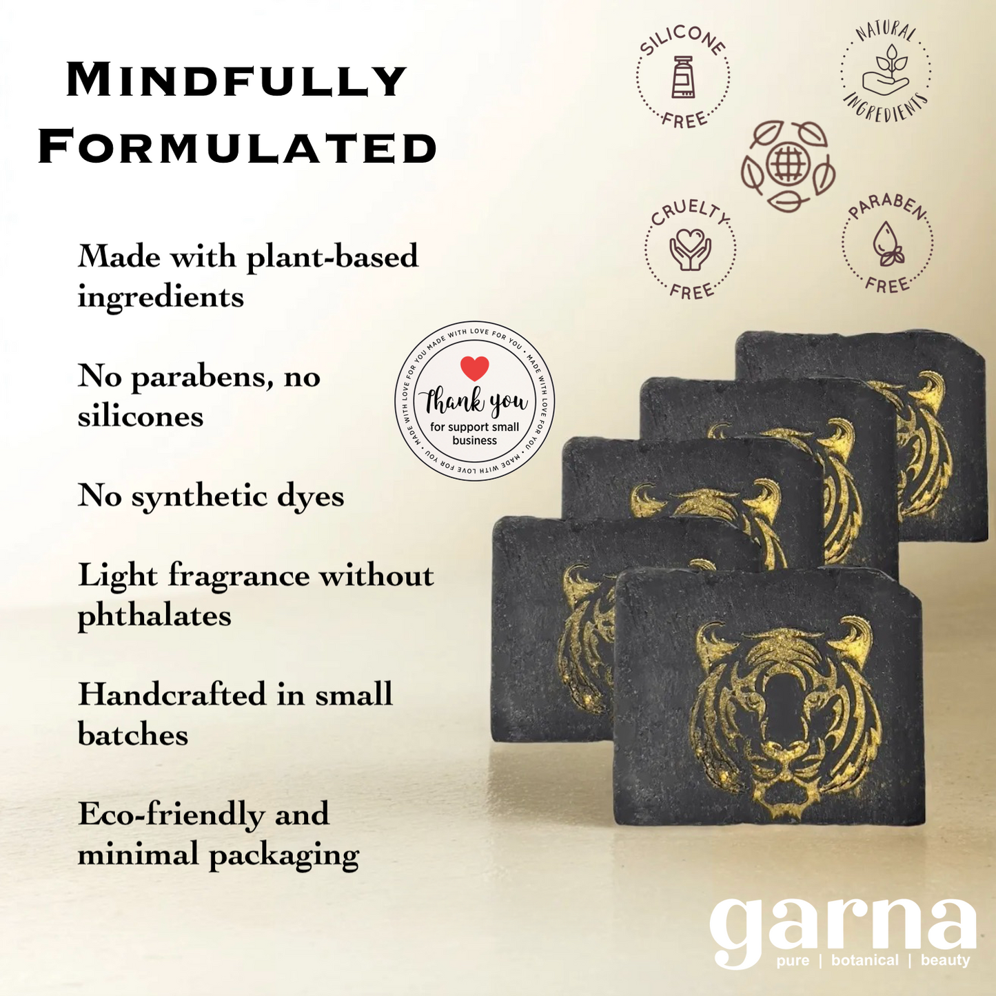 Charcoal Soap by Garna (500g), handmade soap – clean, fresh scent, photo 5