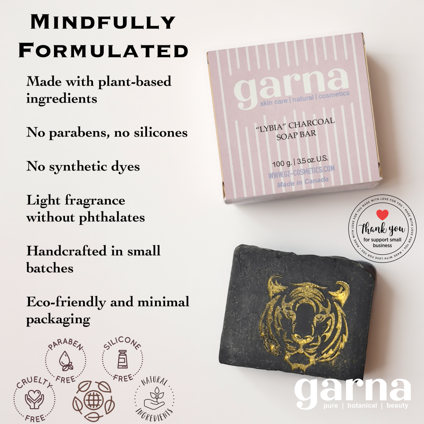 Charcoal Soap Bar by Garna, handmade bar soap – clean, fresh scent, photo 5