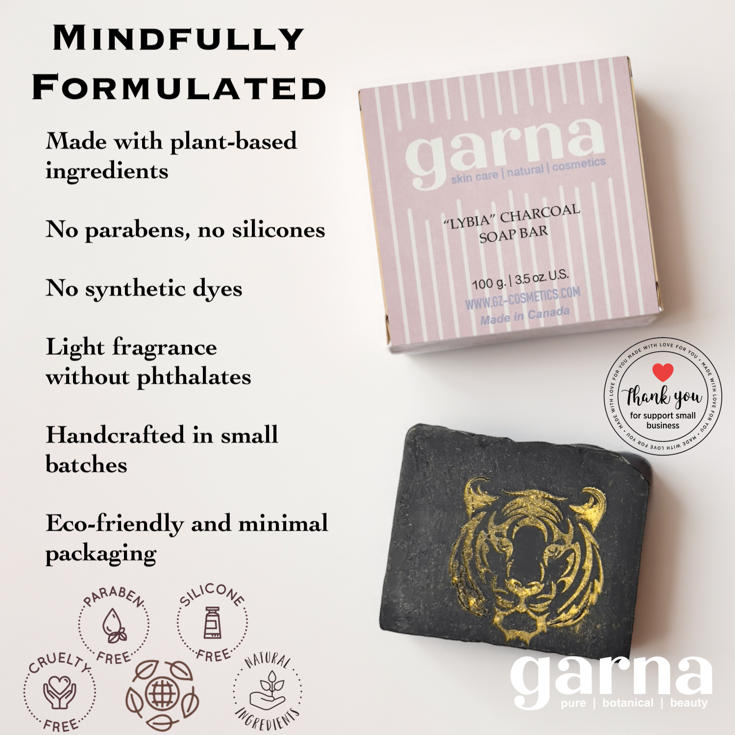 Charcoal Soap Bar by Garna, handmade bar soap – clean, fresh scent, photo 5