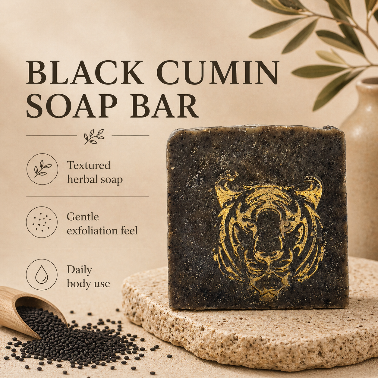 Savon au cumin noir de Garna – Savon artisanal au parfum chaud et terreux